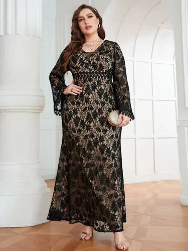 Vestido Fiesta Largo Matrimonio Talla Grande Ep 429 Negro 3xl