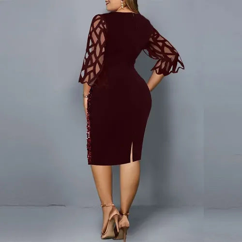 Vestido Fiesta Lentejuela Talla Grande Vg 78