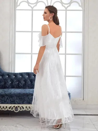 Vestido De Novia Bordado Hombros Descubiertos Forrado Ns 12 Blanco M
