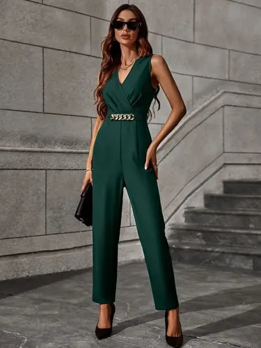 Entero Jumpsuit Mono Negro Fiesta Cadena El 123