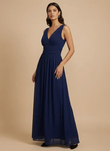 Vestido de gasa largo hombros descubiertos