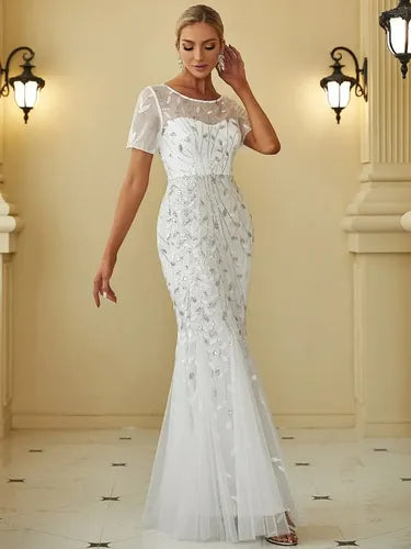 Vestido De Novia Lentejuela Sirena Delpilar Ne 131 Blanco 8