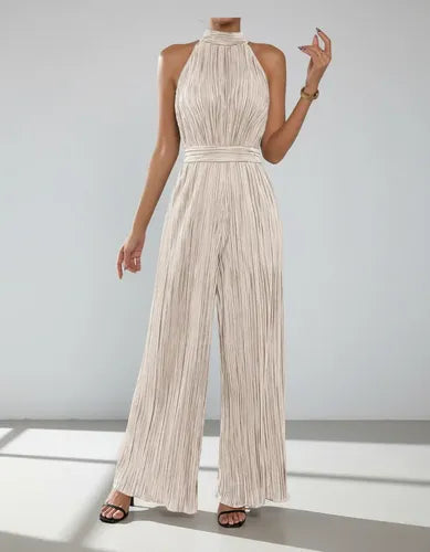 Mono halter plisado multicolor sin mangas de fiesta