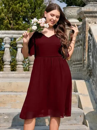 Vestido Fiesta Talla Grande Manga Hombros Descubierto Vg 152