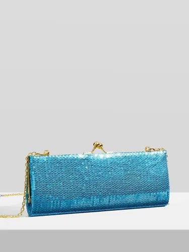 Cartera Brillos Fiesta Coctel Día Noche Clutch Mano Ct 12 Azul