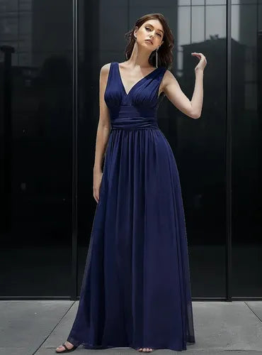 Vestido Fiesta Gasa Escote V Graduación Matrimonio Ep 07