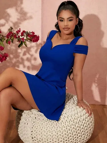 Vestido Acampanado Hombros Descubiertos Fiesta Cóctel Va 564