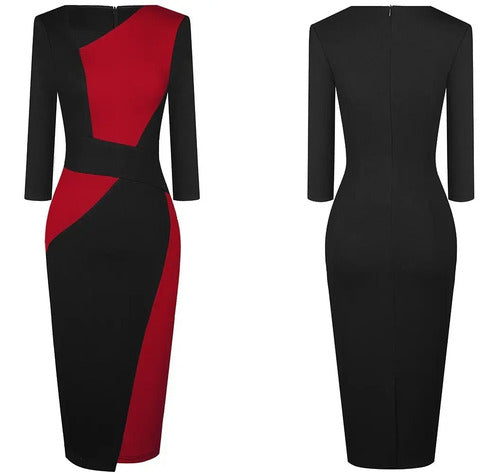 Vestido Formal Oficina Coctel Negro  Va 423