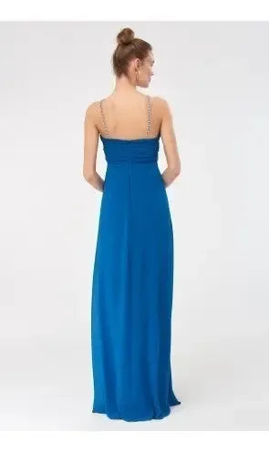Vestido Fiesta Largo Gala Boda Graduación  Td 06 Azul 36