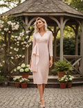Vestido Fiesta Novia Civil Manga Larga Perlas Va 525 Rosa S