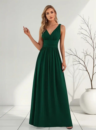Vestido Fiesta Gasa Escote V Graduación Matrimonio Ep 07