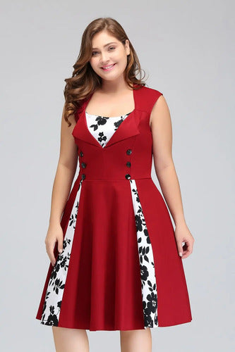 Vestido Vintage Pin Up, Burdeo Negro Años 50 Va 270