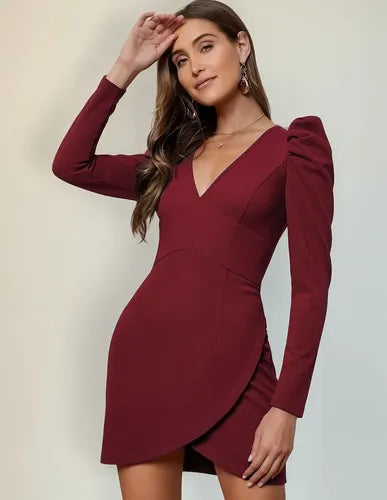 Vestido Corto Fiesta Manga Larga  Va 476