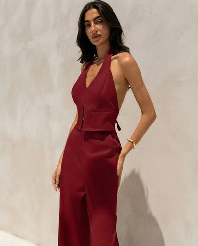 Mono multicolor tipo traje con pantalón ancho