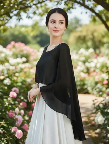 Bolero Capa Novia Gasa Chal Tapado Fiesta Bb 03