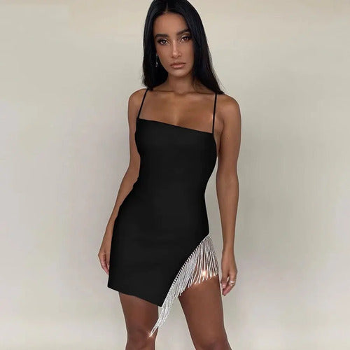 Vestido Fiesta Corto Ajustado Sexy Bodycon Tirantes Va 424 Negro M