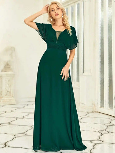 Vestido Fiesta Largo Gasa  Manga  Ep 189c