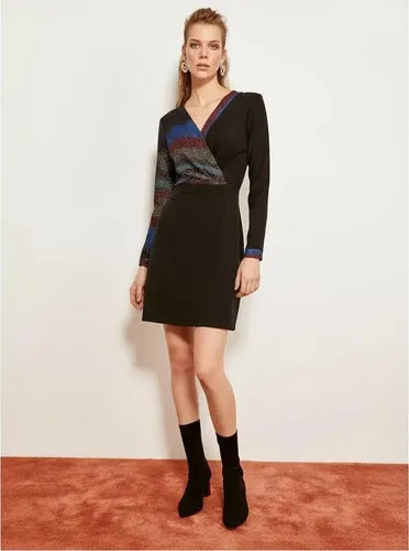 Vestido Negro Manga Larga Td 26 Negro 38