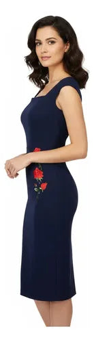 Vestido Negro Azul Bodycon Fiesta   Va 267 Azul L