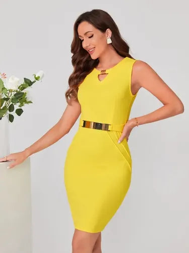 Vestido Formal Coctel Oficina Cinturón Va 517