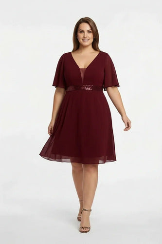 Vestido corto multicolor gasa lentejuela talla grande