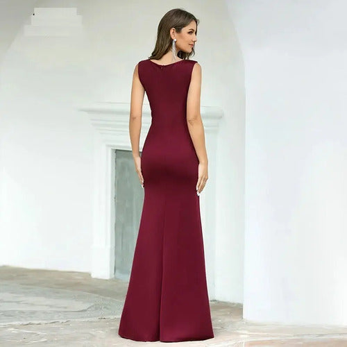 Vestido Fiesta Largo Matrimonio Burdeo   Ep 168