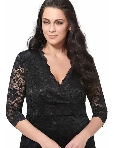Vestido Grande Encaje Negro Vg 23