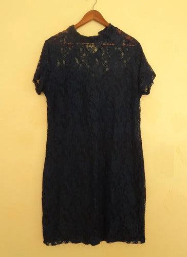 Vestido Encaje Azul Marino Tallas Grandes Modelo  Vg 13