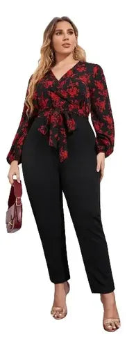 Entero Jumpsuit Mono Manga Larga Talla Grande El 57g