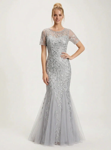 Vestido largo multicolor lentejuelas corte sirena