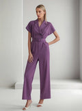 Entero Jumpsuit Mono Fiesta Con Cinturón Bolsillo El 113 Violeta S