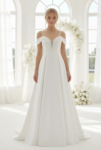 Vestido de novia princesa de satén marfil