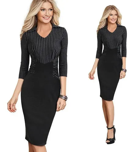 Vestido Formal Oficina Coctel Gris Va 367