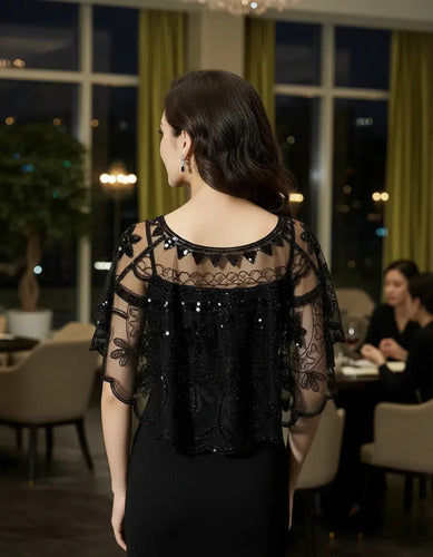 Bolero Fiesta Chal  Lentejuelas Capa De Fiesta Accesorio P16