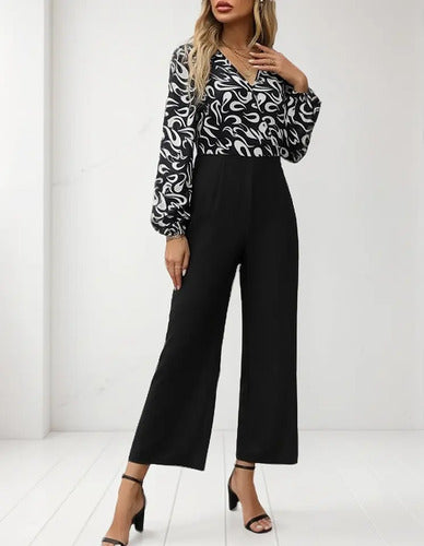 Entero Jumpsuit Mono Negro Estampado Fiesta  El 158 Negro S