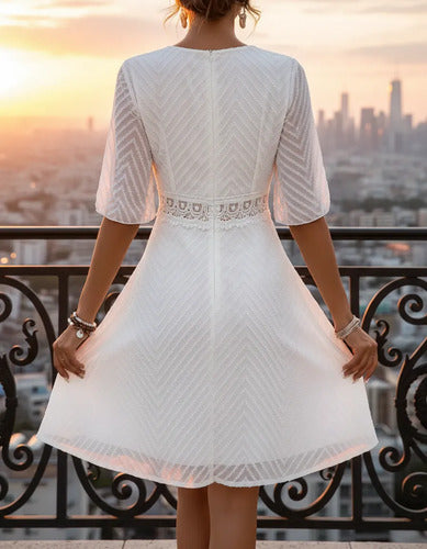 Vestido Formal Blanco Corto Novia Civil Cóctel Hq 15