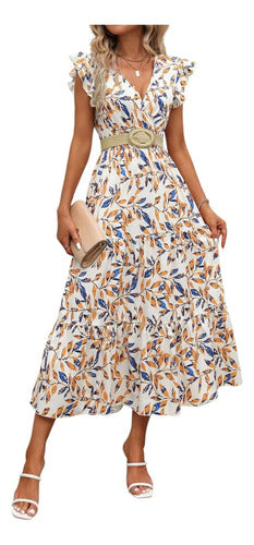 Vestido Estampado Floral Delgado Playa Va 605