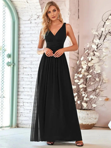 Vestido Fiesta Gasa Escote V Graduación Matrimonio Ep 07