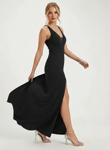 Vestido largo de gala escote V