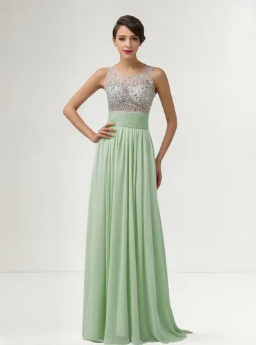 Vestido Largo Verde Claro Gasa  Modelo Gk 04 Verde Claro 8