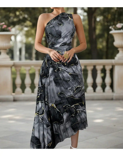 Vestido Plisado Escote Cruzado Sin Mangas Va 516