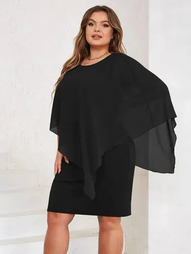 Vestido Fiesta Talla Grande Manga Capa Vg 132