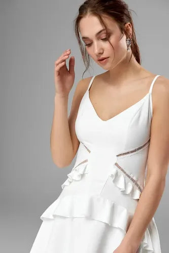 Vestido Fiesta Blanco Boda Matrimonio Corto Td 14 Blanco 40