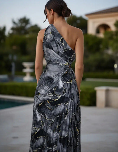 Vestido Plisado Escote Cruzado Sin Mangas Va 516