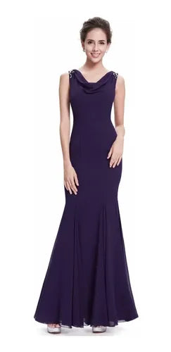 Vestido Fiesta Largo Morado Gasa Ep 68 Violeta 8