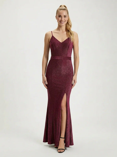 Vestido largo bodycon escote V con tajo