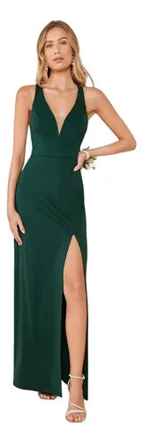 Vestido Largo Fiesta Escote V Mujer Elegante Va 618