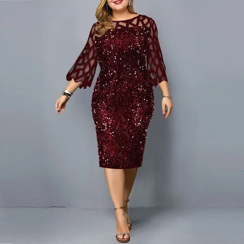 Vestido Fiesta Lentejuela Talla Grande Vg 78