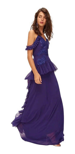 Vestido De Fiesta Graduación Largo Td 19 Violeta Oscuro 38