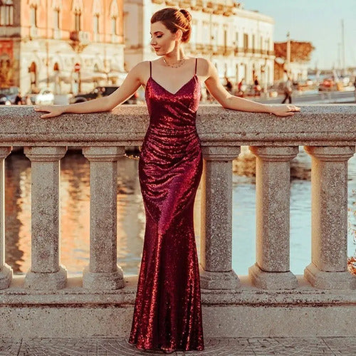 Vestido Fiesta Lentejuelas Matrimonio Talla Ep 137